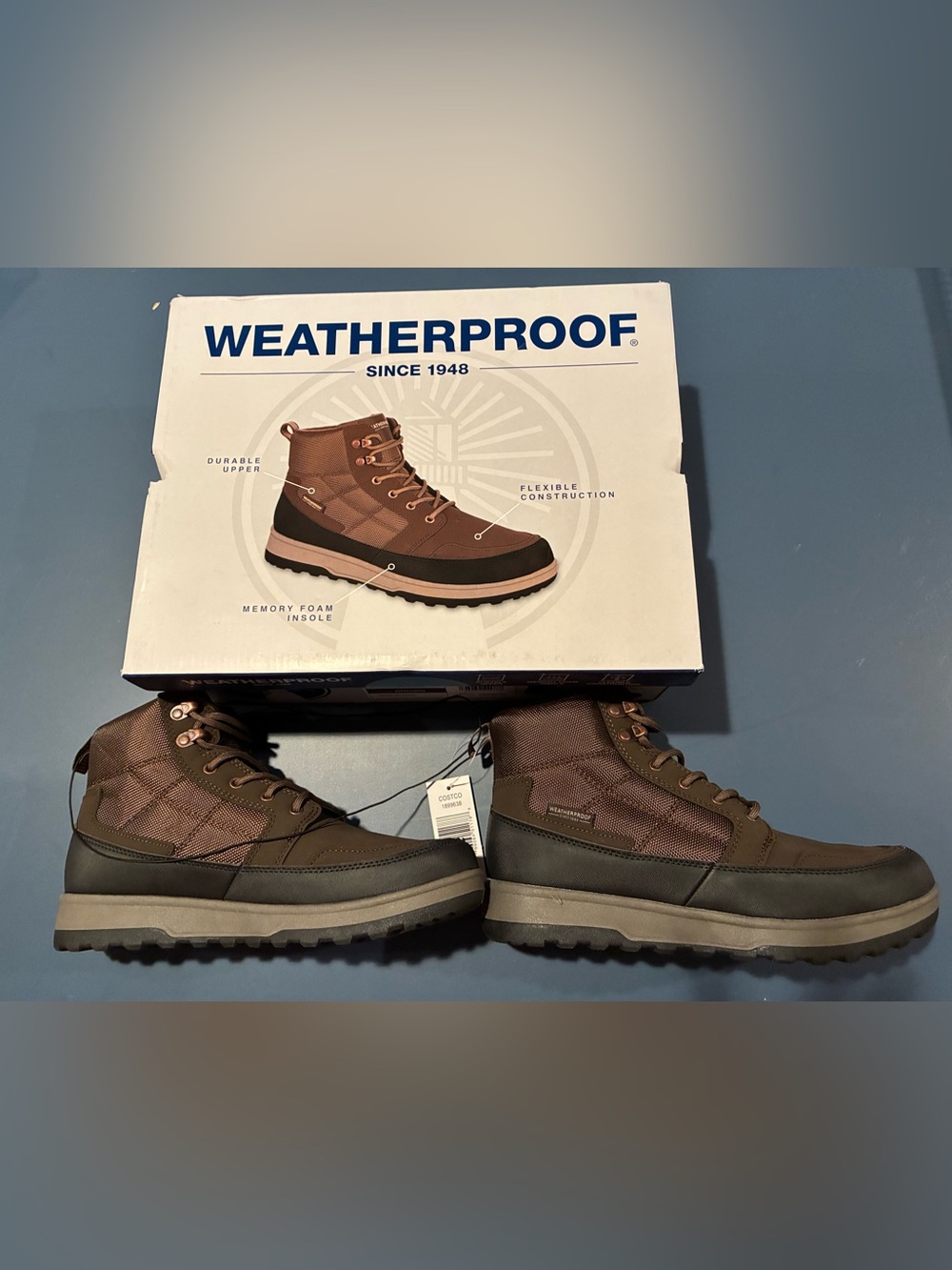 Weatherproof Men's Brown and Black Waterproof Hiking Boots 8 Men’s